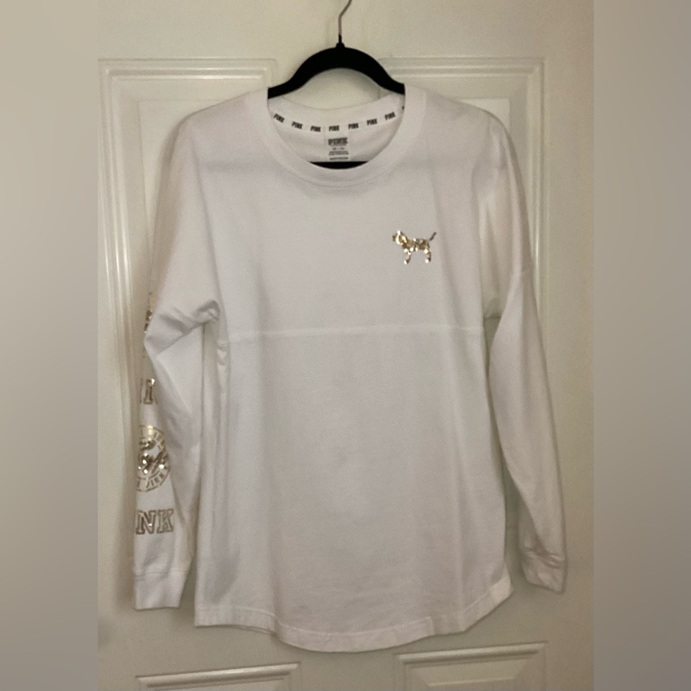 PINK Victoria’s Secret Gold Sequin Shirt